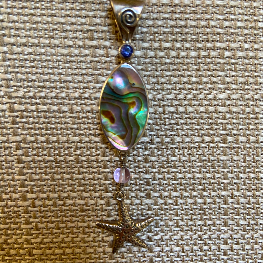 Sterling abalone with starfish pendant